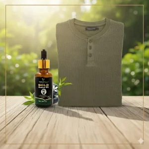 bold beard oil with thermal shirt